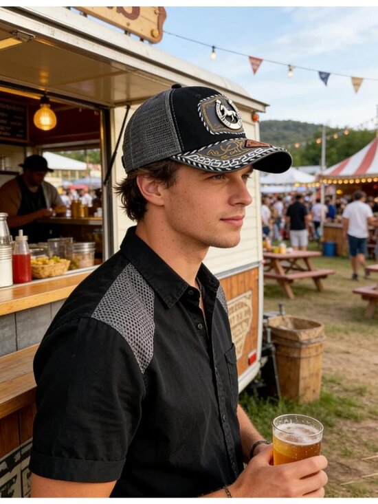 Unisex Grey Western Trucker Hat Vintage Cowboy Country Cute Baseball Cap main image 4